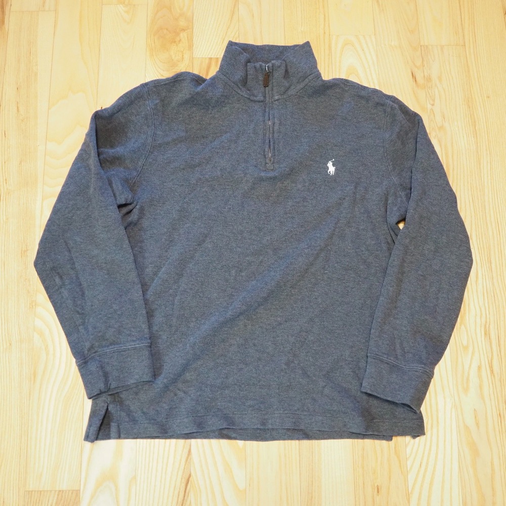 Polo Ralph Lauren Quarter Zip Mens Small Estate Rib Pullover 100% Cotton Sweater